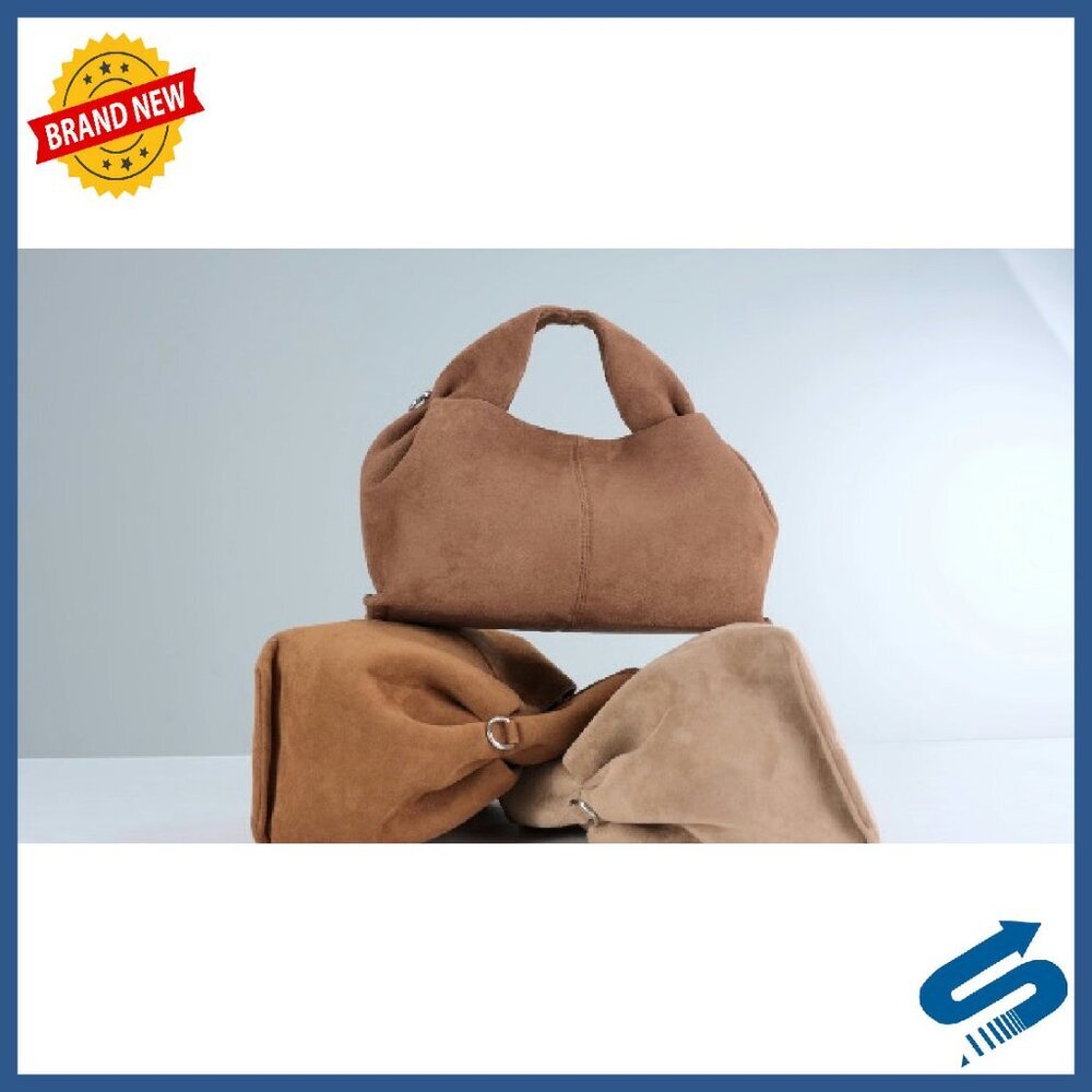 Faux Suede Hobo Bag Half-Moon Shoulder Purse Tote Everyday Use - Picture 8 of 8